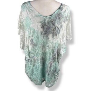 Y2K 2000s Lace Top Womens Size Large Rhinestone Fairy Pastel Coquette‎ Flowy